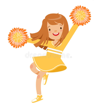 Cartoon Girl in yellow cheerleader uniform