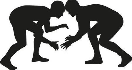 silhouette of two wrestlers